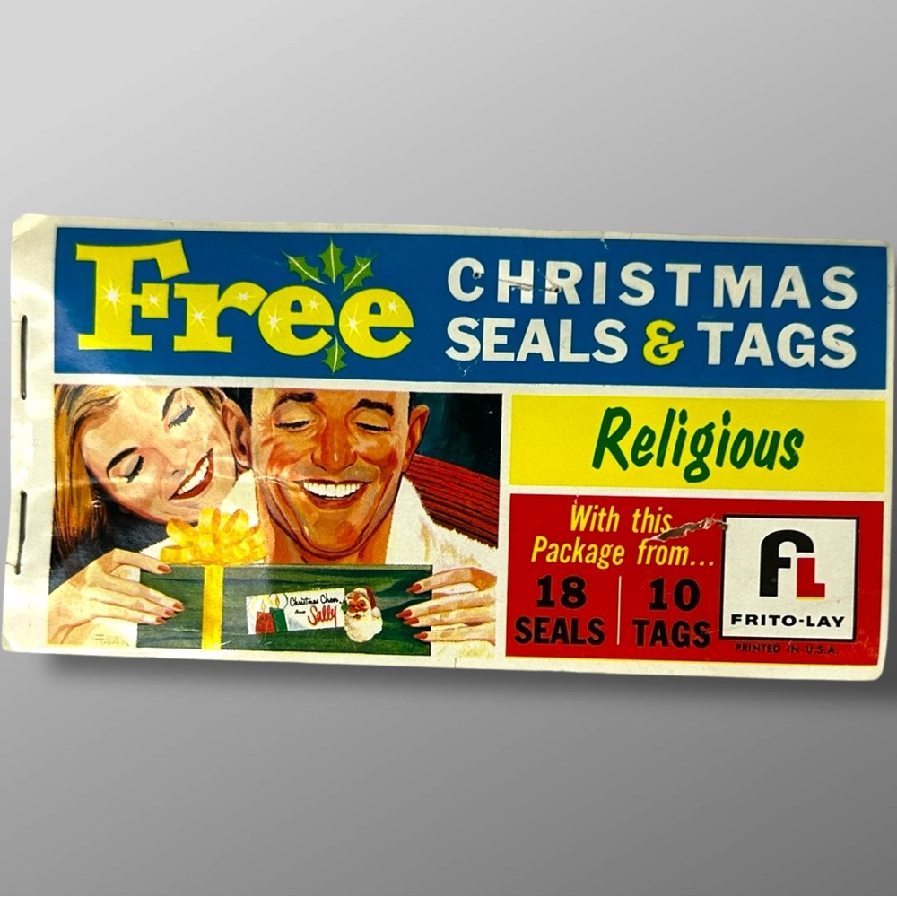 Vintage 1961 Frito-Lay Religious Christmas Seals & Tags Booklet Ephemera MCM Ad